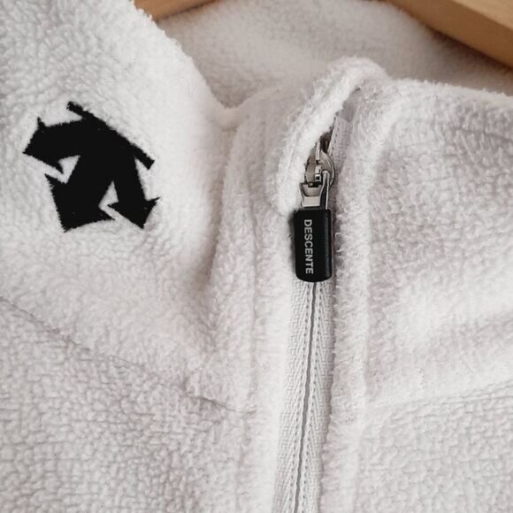 DESCENTE / Ski Cross Polartec Fleece Sweatshirt Half-Zip White Sz 10 - Picture 6 of 13